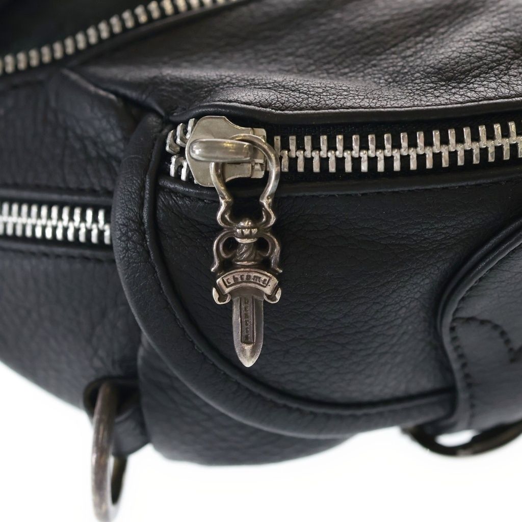 Chrome Hearts Snat Pack Mini Daga Zip Gunslinger Belt Leather Waist Bag Black — view 6