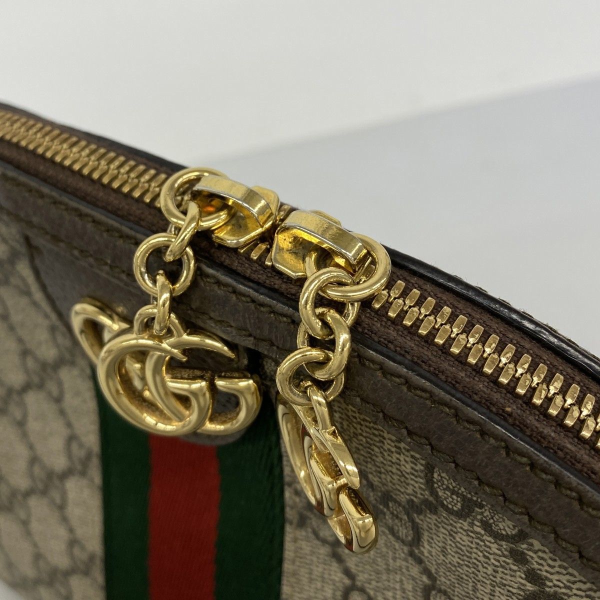 Gucci Shoulder Bag Ophidia Leather Brown Gold — view 9