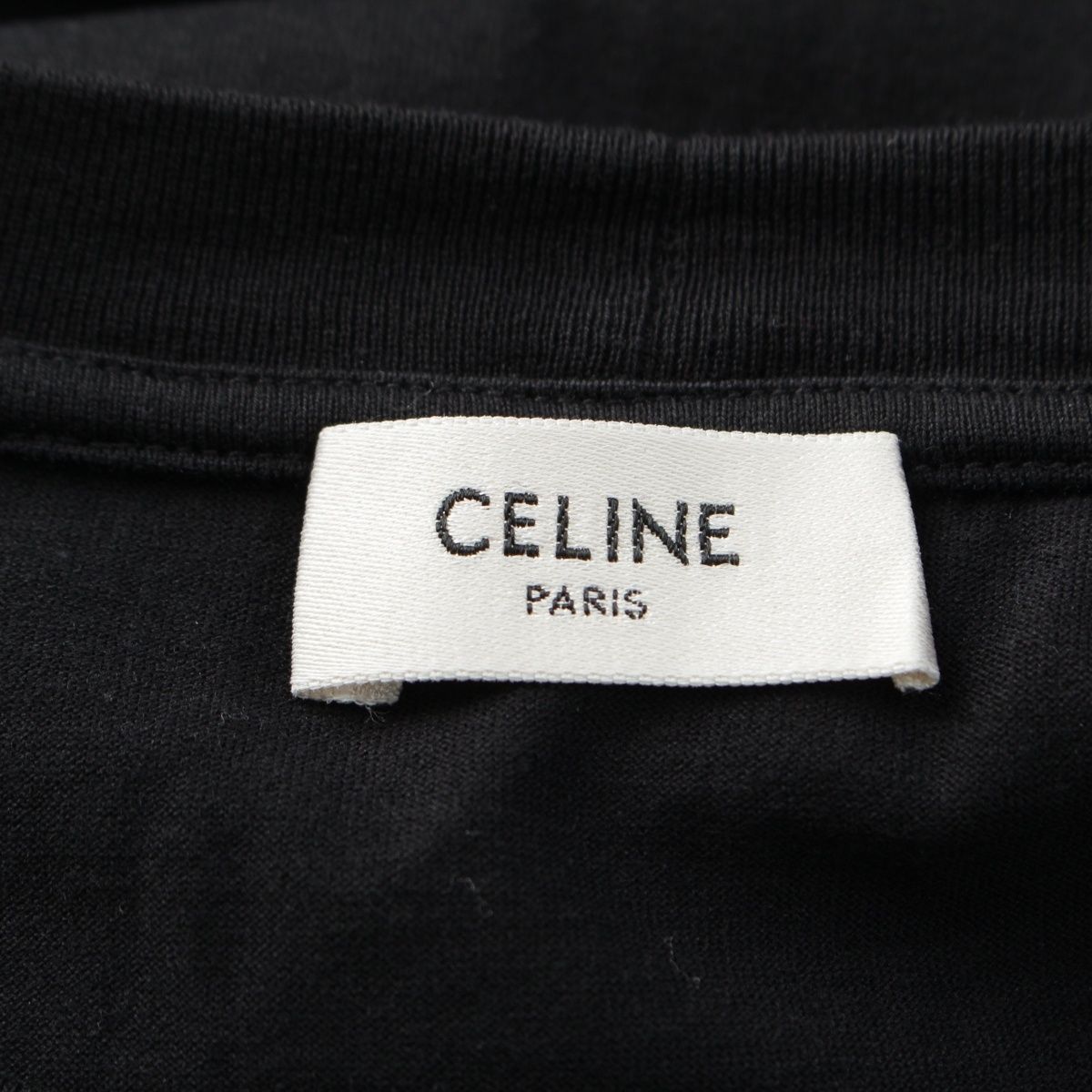 Celine Cotton Jersey Logo Screen Print Loose Short Sleeve T-Shirt Black — view 9