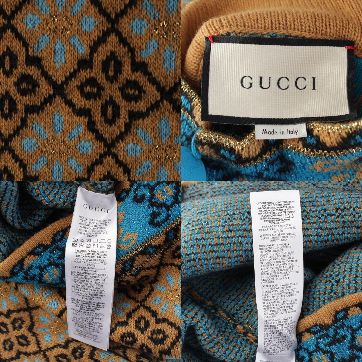 Gucci Wool Mohair Resort Collection Michele GG Pattern Visual Button Floral — view 9