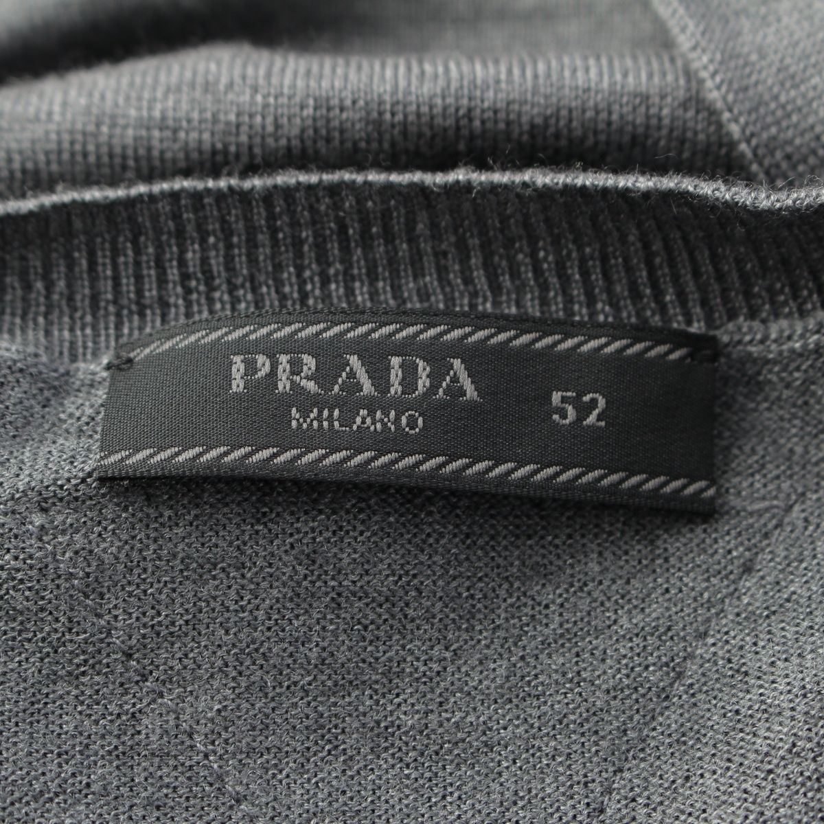 Prada Cashmere Silk Triangle Logo Classic Crew Neck Knit Sweater Gray 52 — view 9
