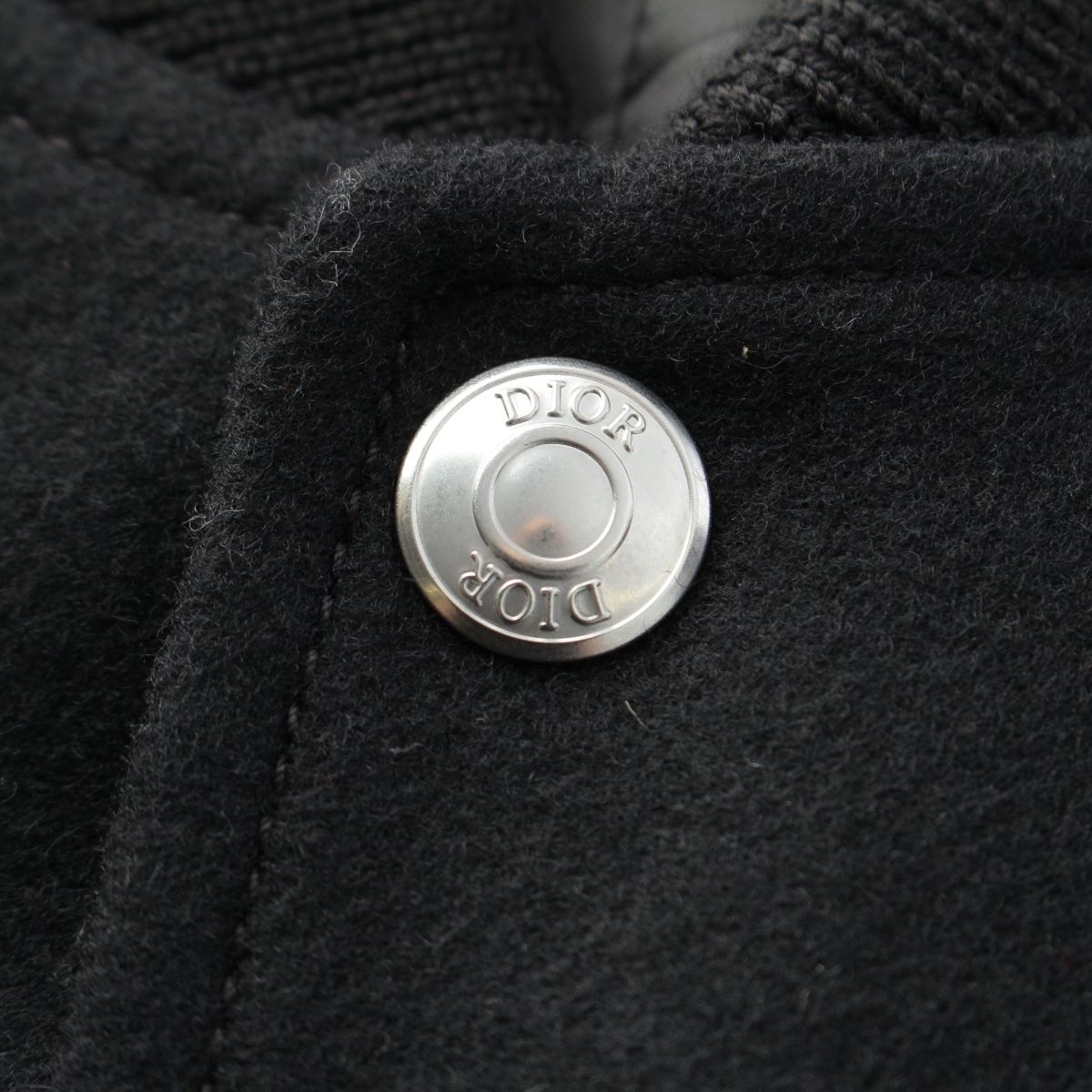 Dior Cowhide Ling Teddy Varsity Logo Patch Jacket Black Gray 50 — view 9
