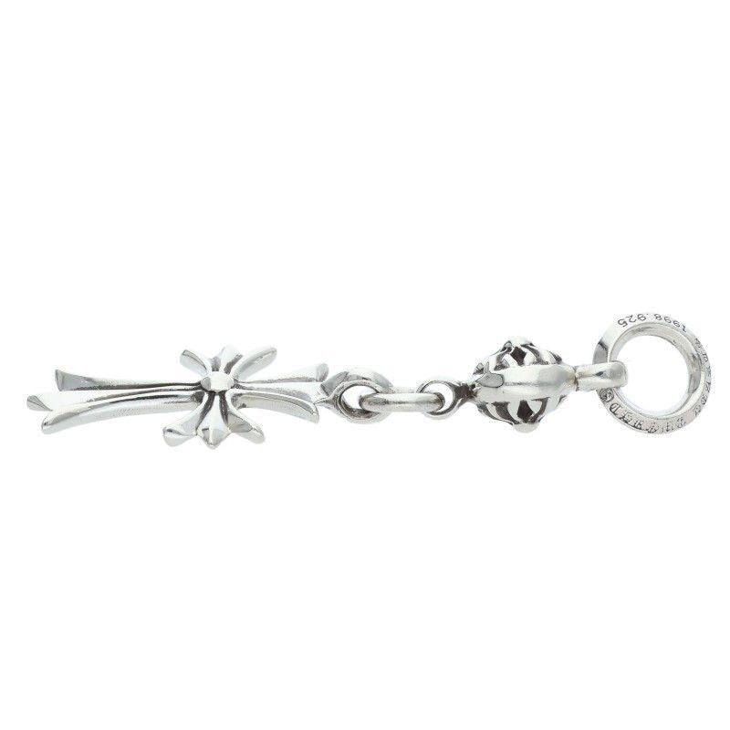 Chrome Hearts Tny CH Crs 1 Ball Tiny CH Cross Charm Silver Necklace Top — view 5
