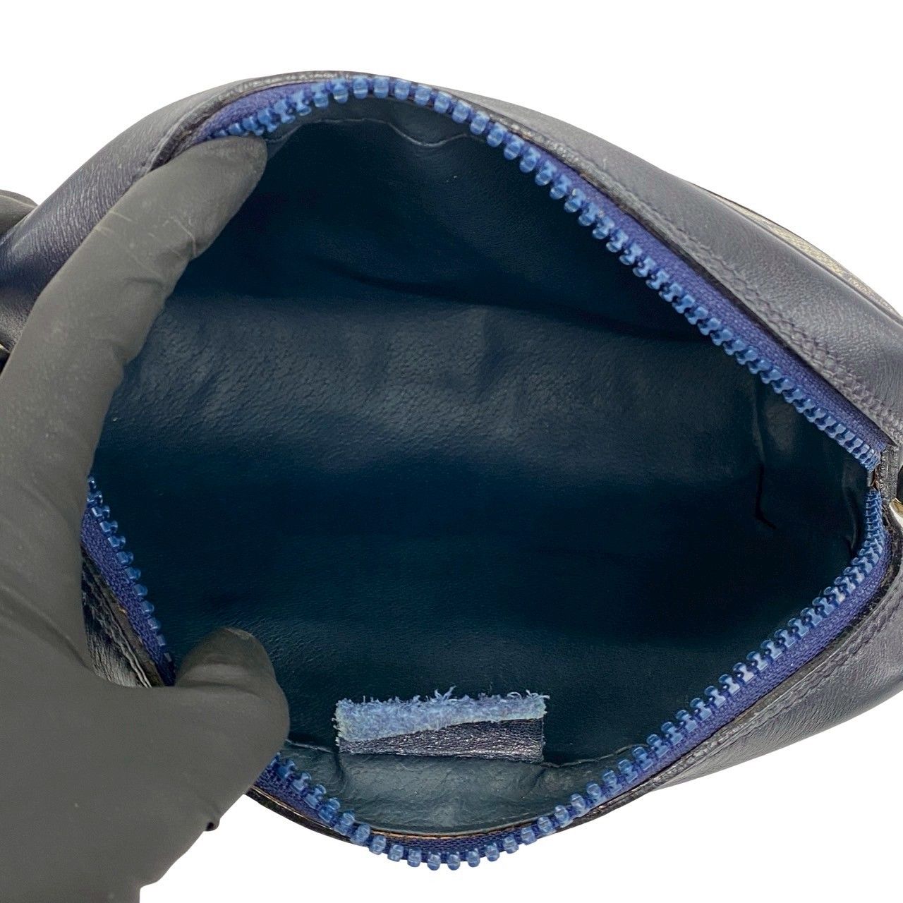 Gucci Vintage GG Logo Sherry Line Leather Shoulder Bag Navy — view 9