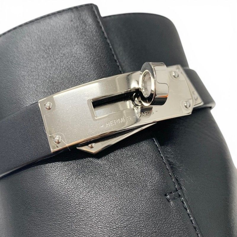 Hermes Saint Germain Boots Short Shoes Leather Black Silver Kelly — view 9