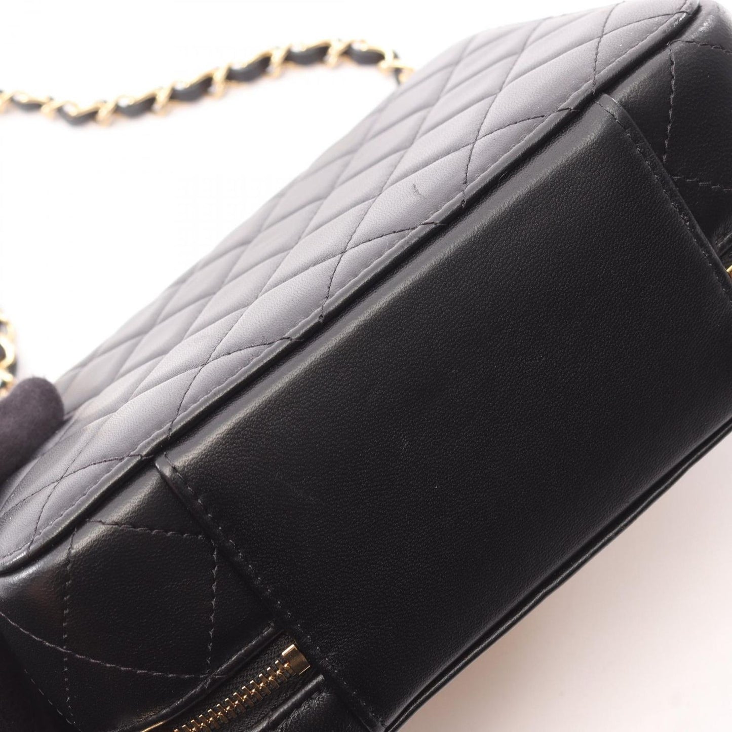 Chanel Shoulder Bag Quilted Vanity 2-Way Black Gold Lambskin Chain — view 9