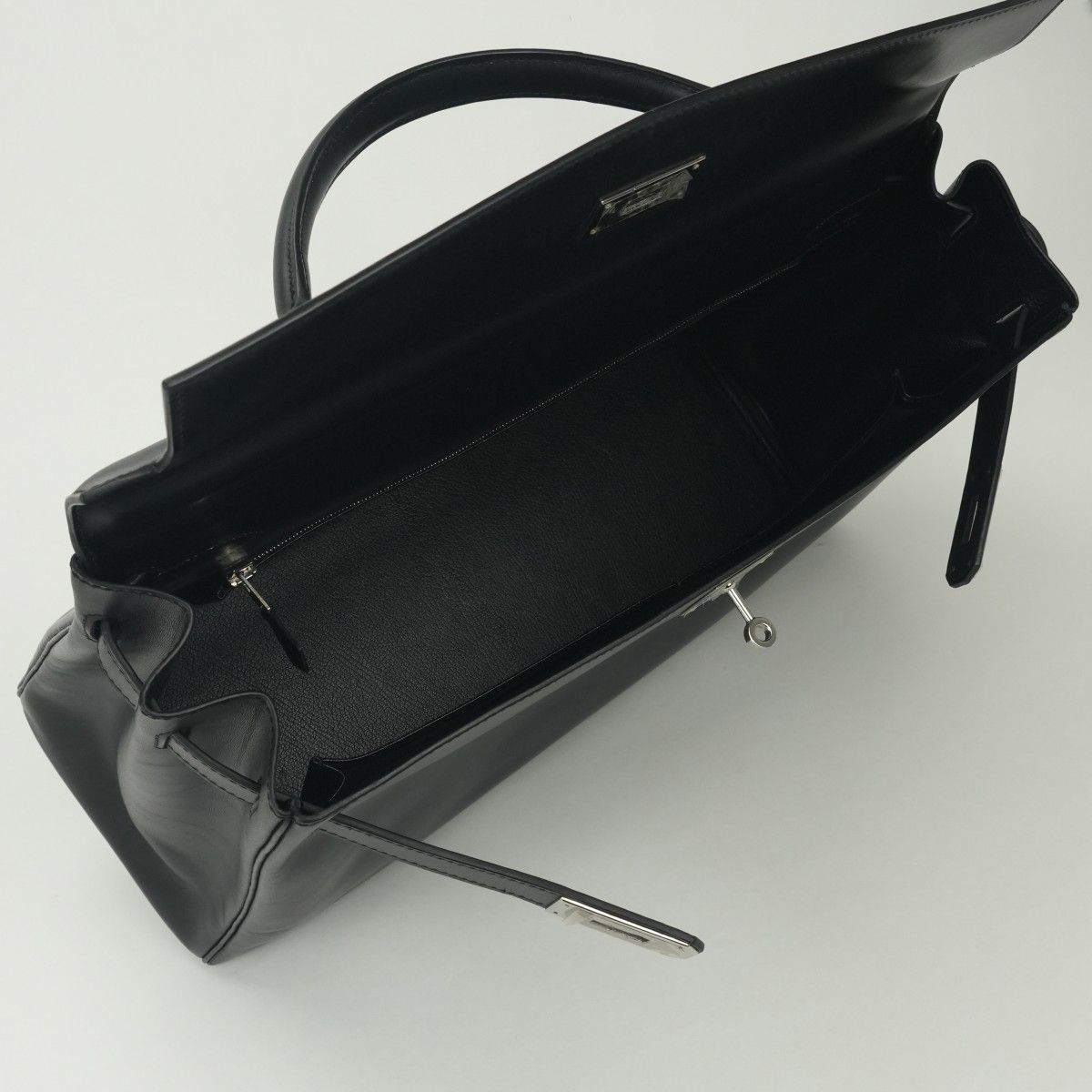Hermes Kelly 40 Tote Box Calf Noir Black Silver — view 9