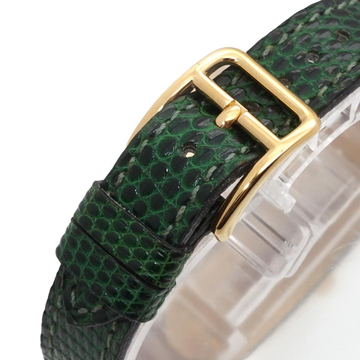 Hermes Kelly Watch Vintage Gold Green Quartz Cadena — view 8