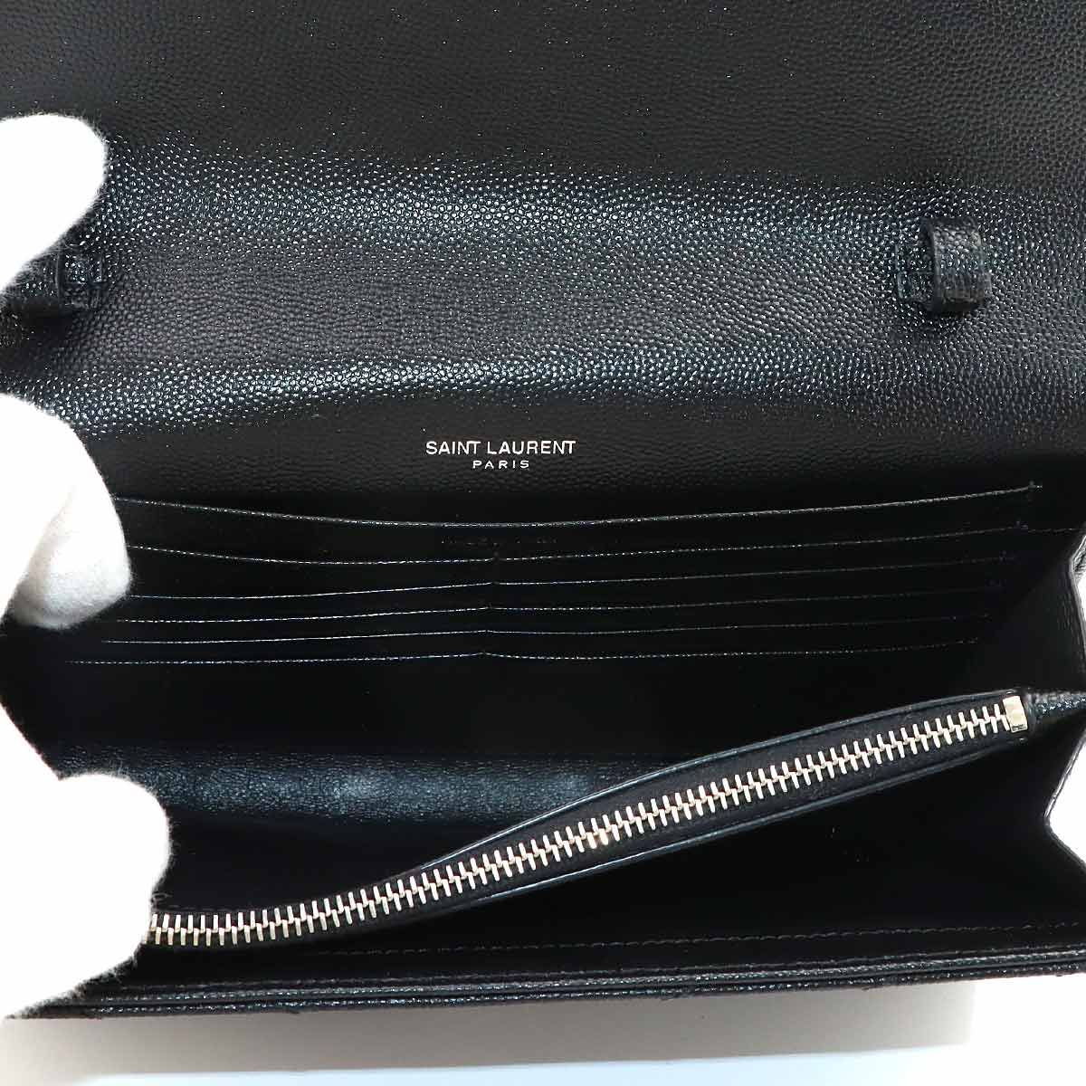 Saint Laurent Cassandra Classic Chain Wallet Leather Black — view 9