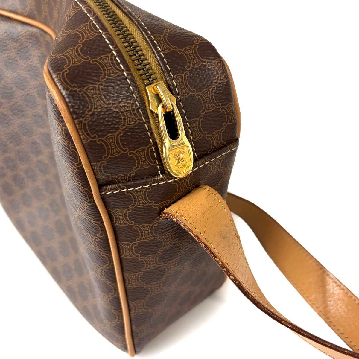 Celine Macadam Shoulder Bag Leather Brown Gold Vintage — view 9