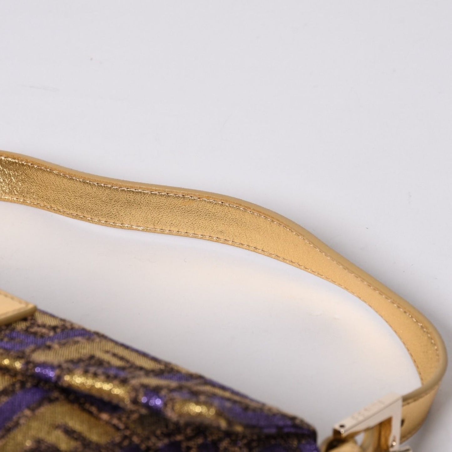 Fendi Mamma Baguette Bag Zucca Jacquard Gold Purple Brown — view 8