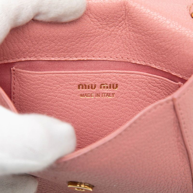 Miu Miu Logo Crossbody Shoulder Bag Pochette Pink Leather LadyMiu — view 5