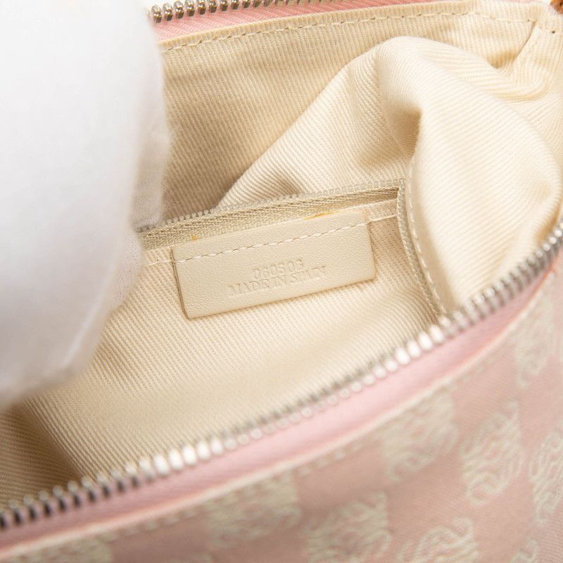 Loewe Anagram Crossbody Shoulder Bag Pink Brown Leather Canvas — view 6