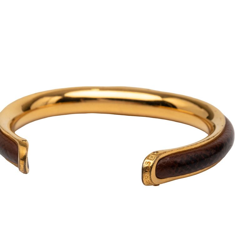 Hermes Bangle Gold Brown Plating Leather 1- Bracelet — view 4