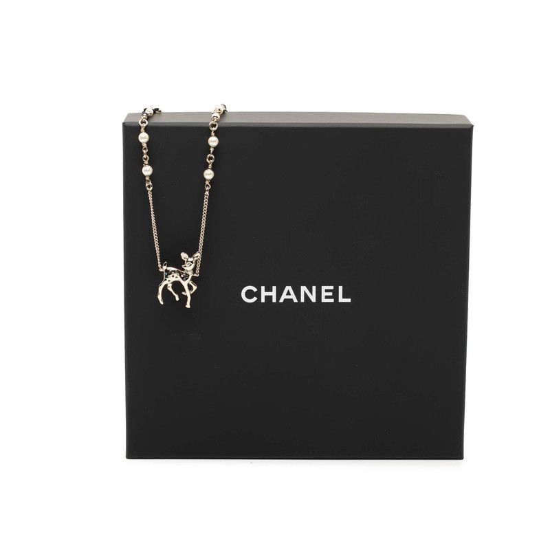 Chanel CC Logo Vip Pendant Necklace Silver tale Line Strike — view 6