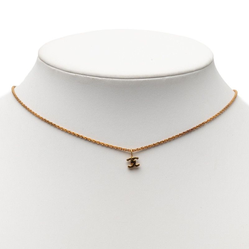 Chanel CC Logo Pendant Necklace Gold Plating — view 6