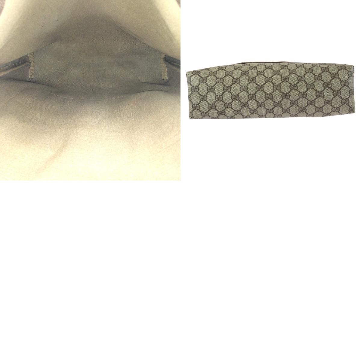 Gucci Vintage Sherry Line Beige GG Supreme Canvas Shoulder Bag — view 9