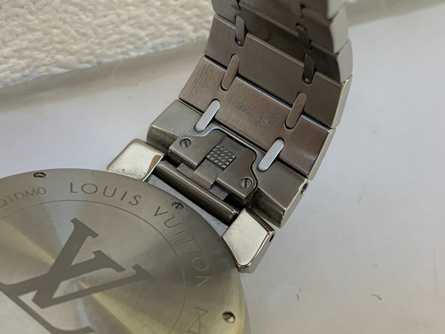 Louis Vuitton Quartz Watch Tambour Slim Eclipse Date Gray Dial SS Bracelet — view 5