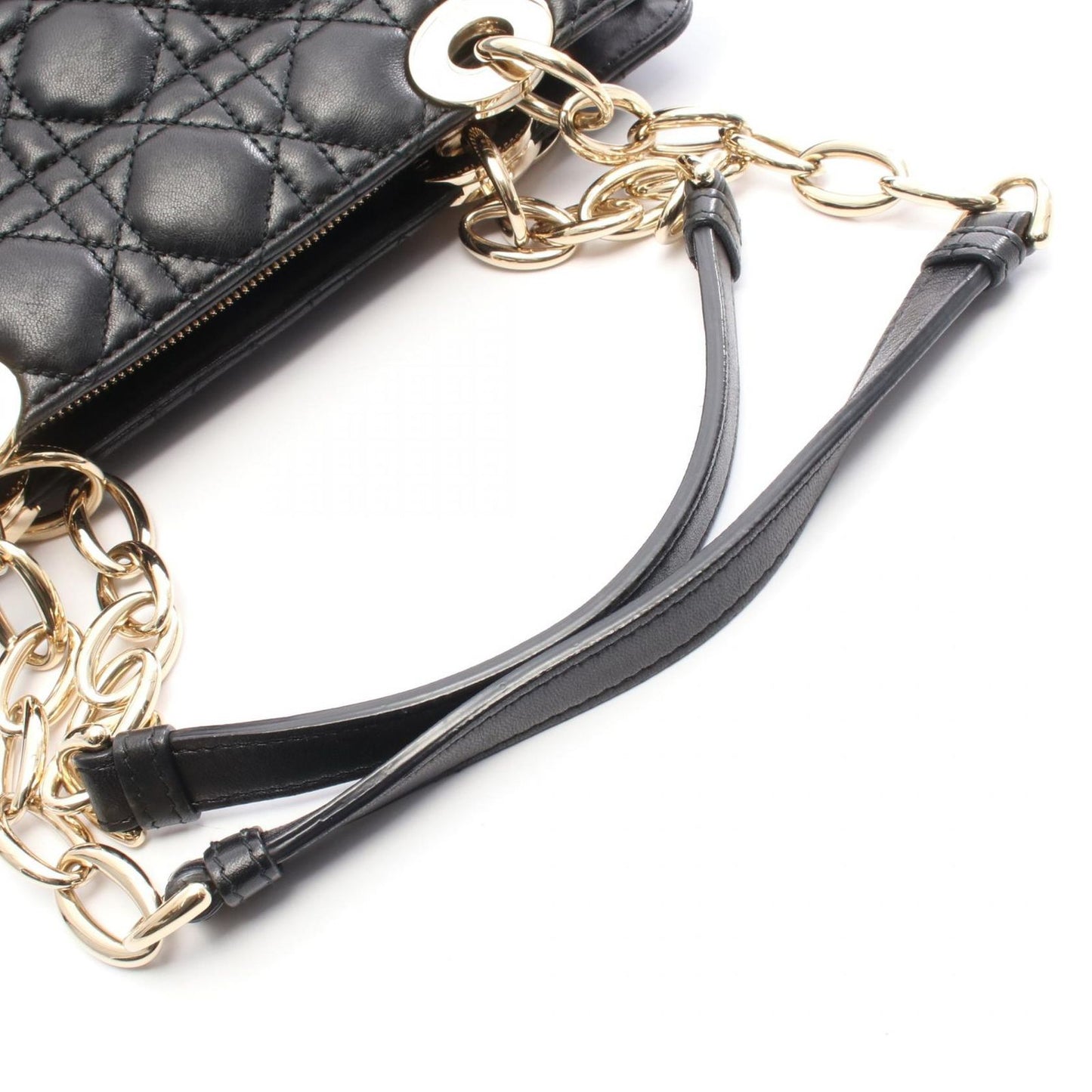 Dior Dio Tote Ladydio Cannage Black Leather Che — view 8