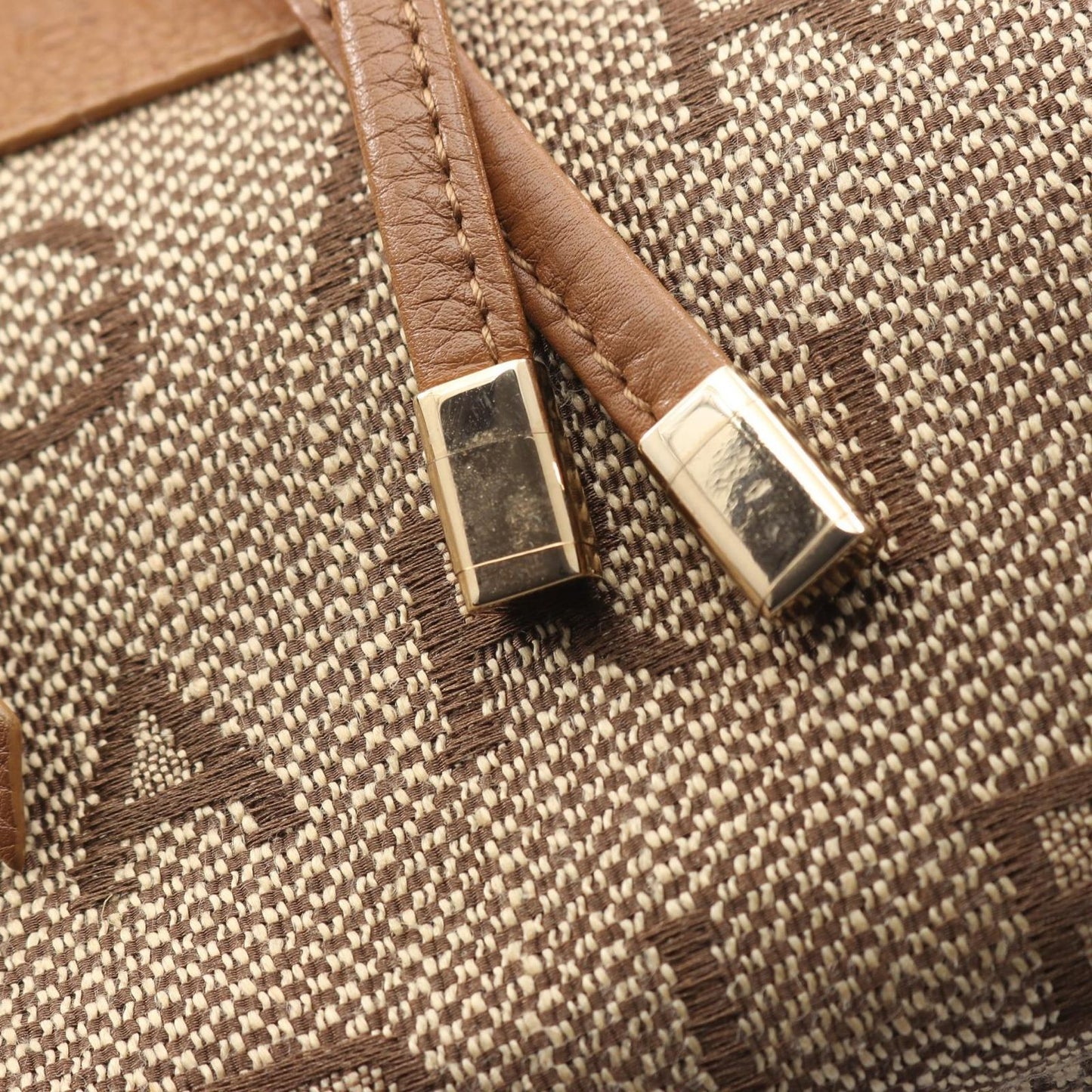 Bvlgari Bule Handbag Logo Maa Matreestare Beige Brown Canvas Leather — view 8