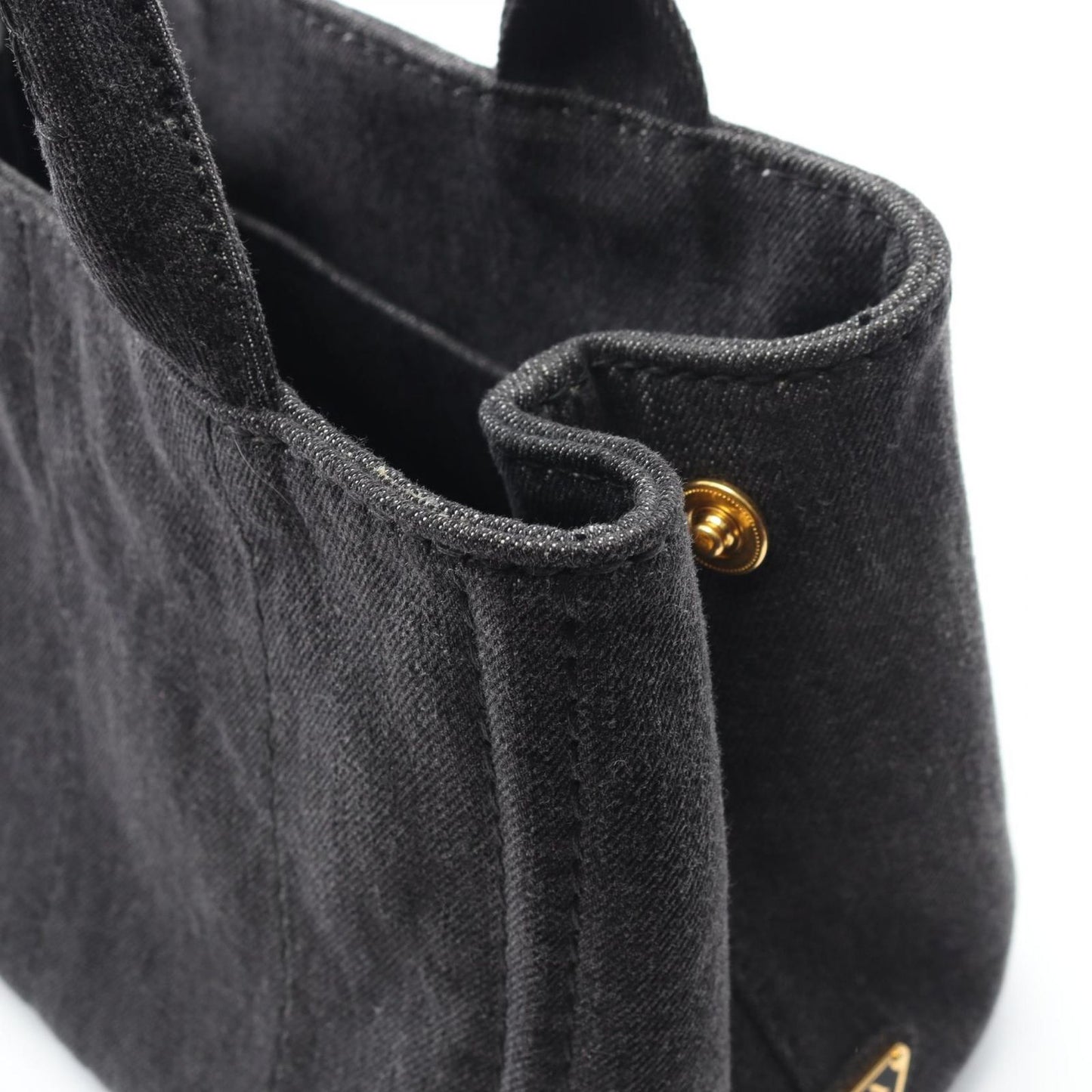 Prada Lada Tote Canapa Denim Black 2-Way — view 8