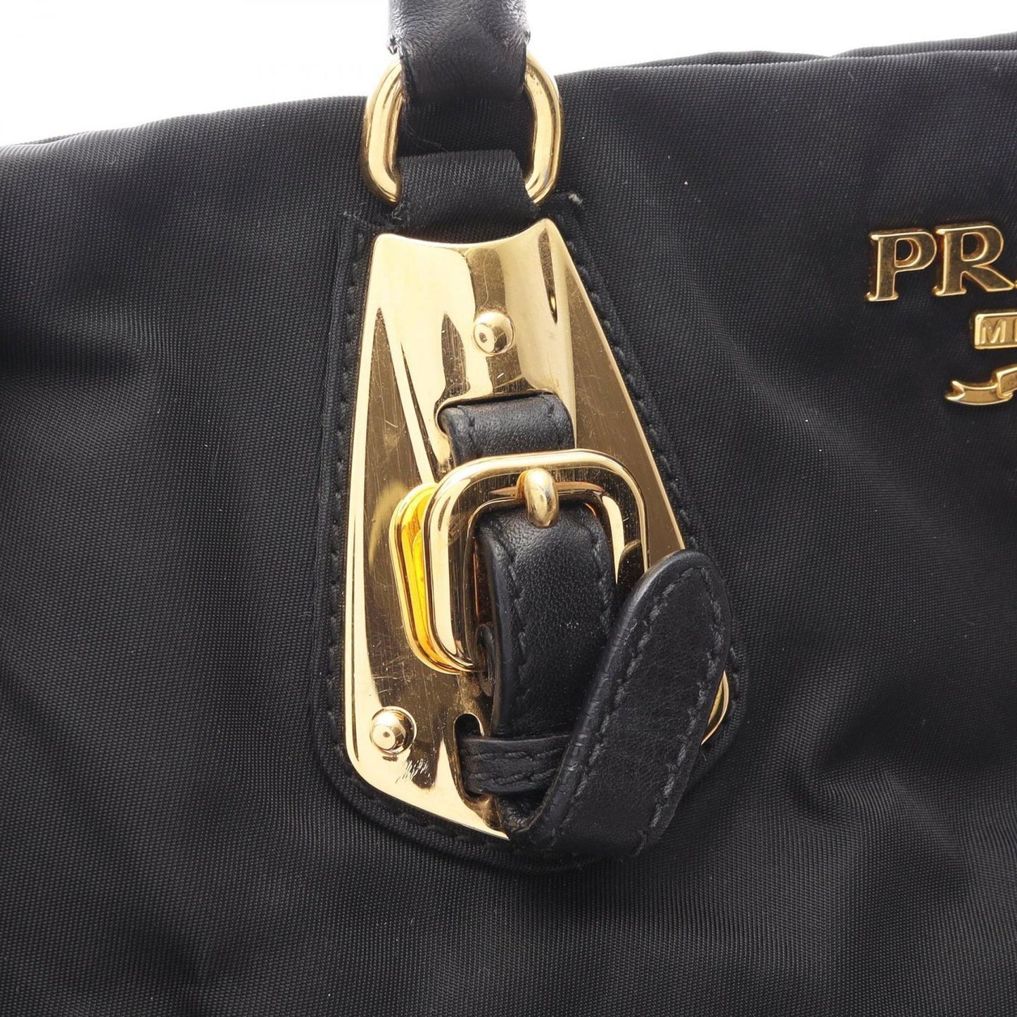 Prada Lada Tote Black Nylon Leather 2-Way Handbag — view 9