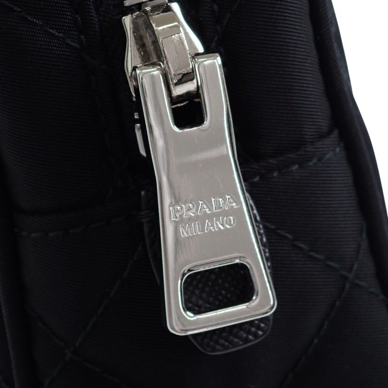 Prada Quilted 2-Way Shoulder Tote Nylon Black Silver — view 9