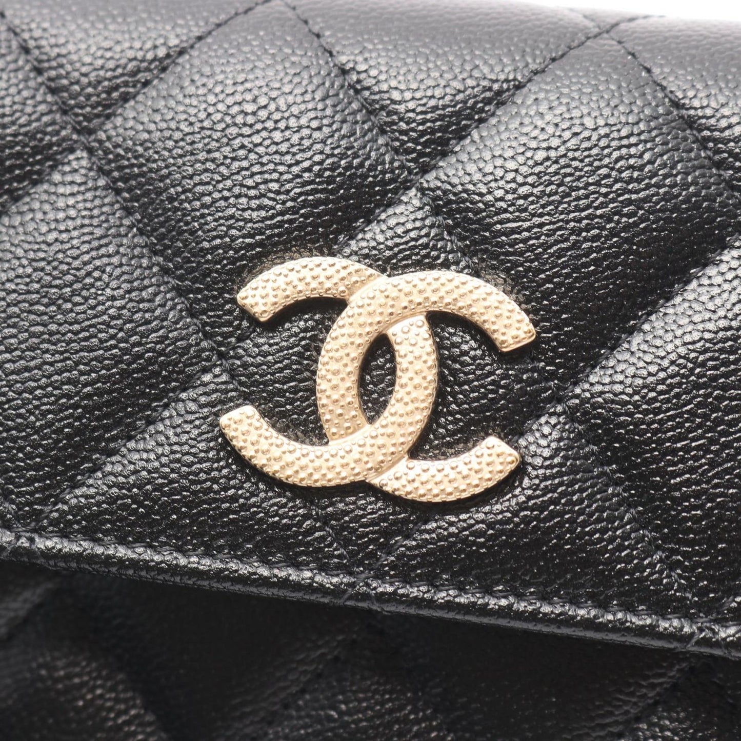 Chanel Bifold Wallet Quilted Black Caviar Leather Zip — view 9