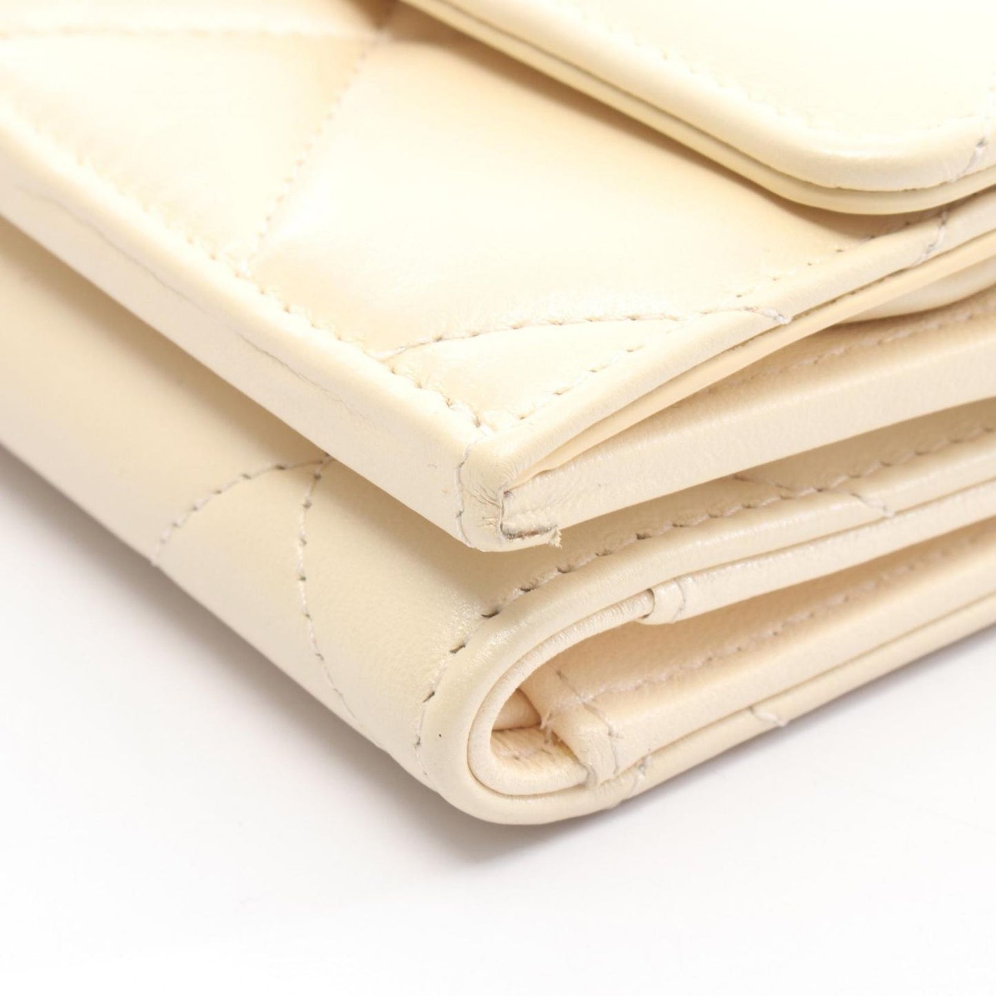Chanel Trifold Wallet Quilted Kri-m Leather — view 8