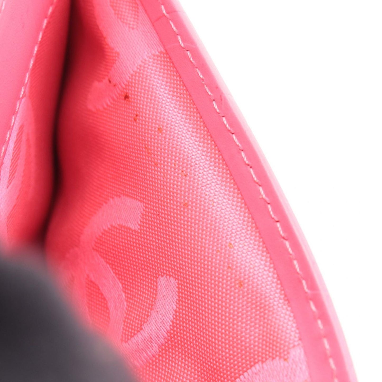 Chanel Bifold Wallet Cambon Line Black Leather Patent Zip — view 9