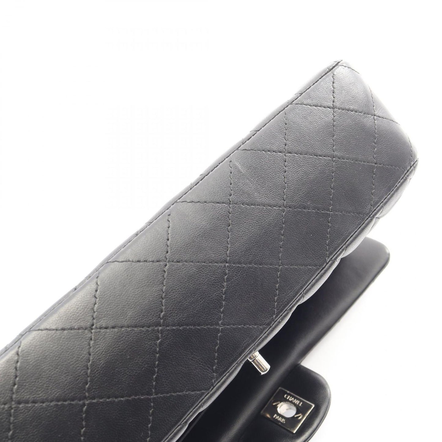 Chanel Shoulder Bag Quilted Double Flap Black Lambskin Chain — view 9