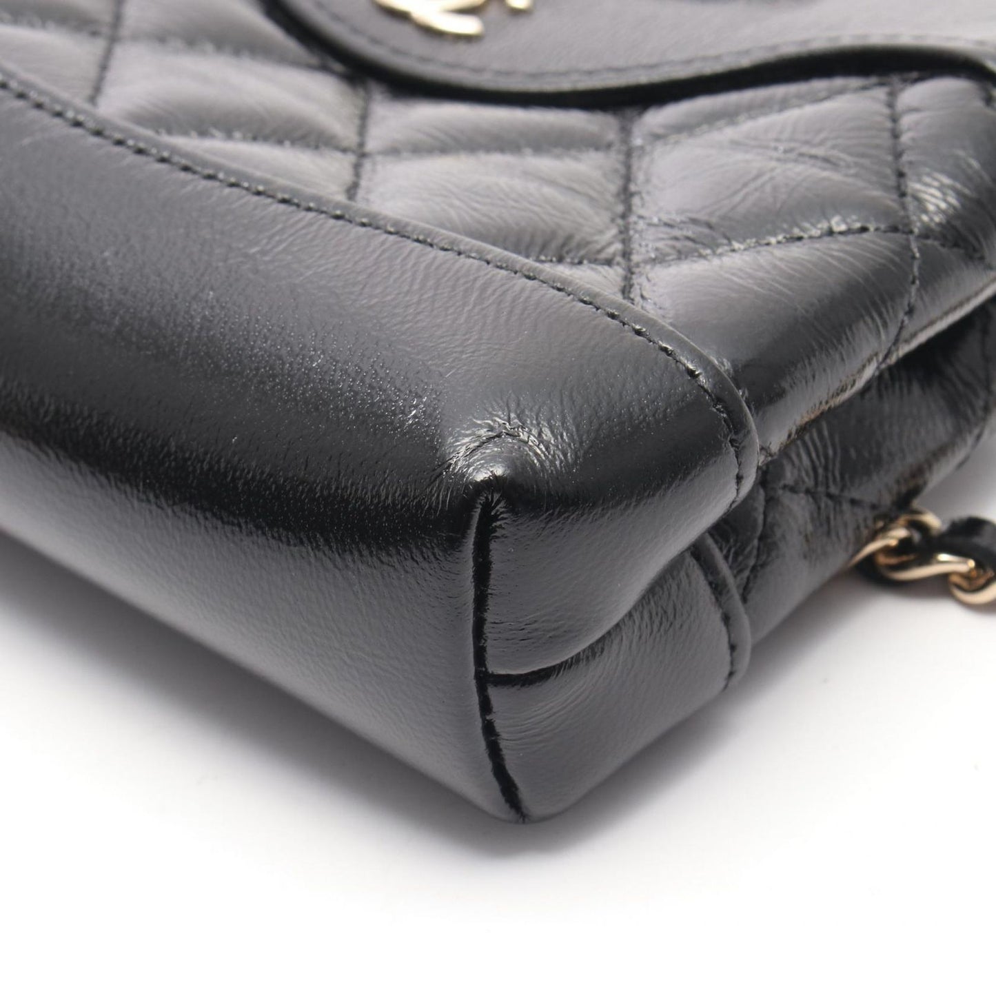 Chanel Shoulder Bag Chain Clutch Black Leather Quilted — view 6