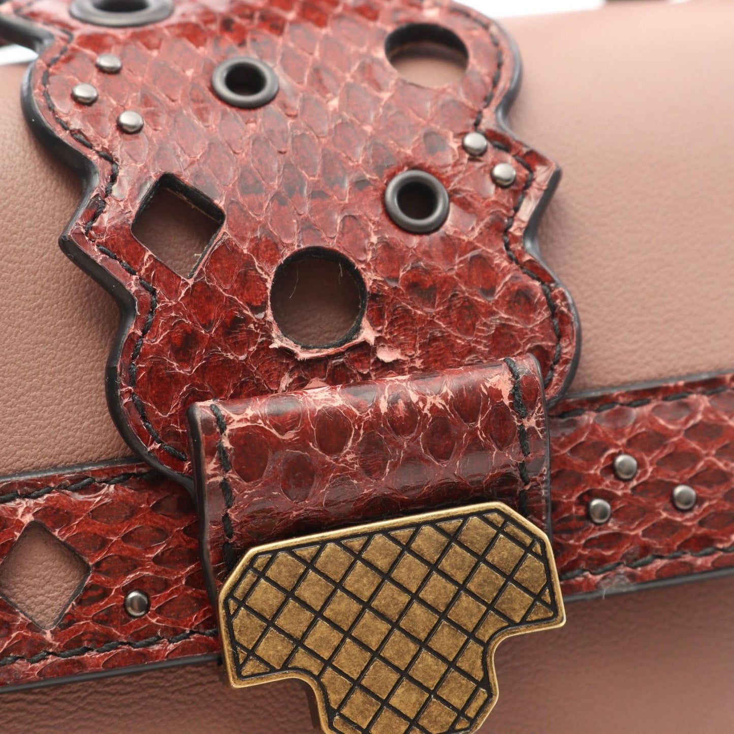 Bottega Veneta Handbag Small Piazza Pink Brown Bordeaux Leather Intrecciato — view 9