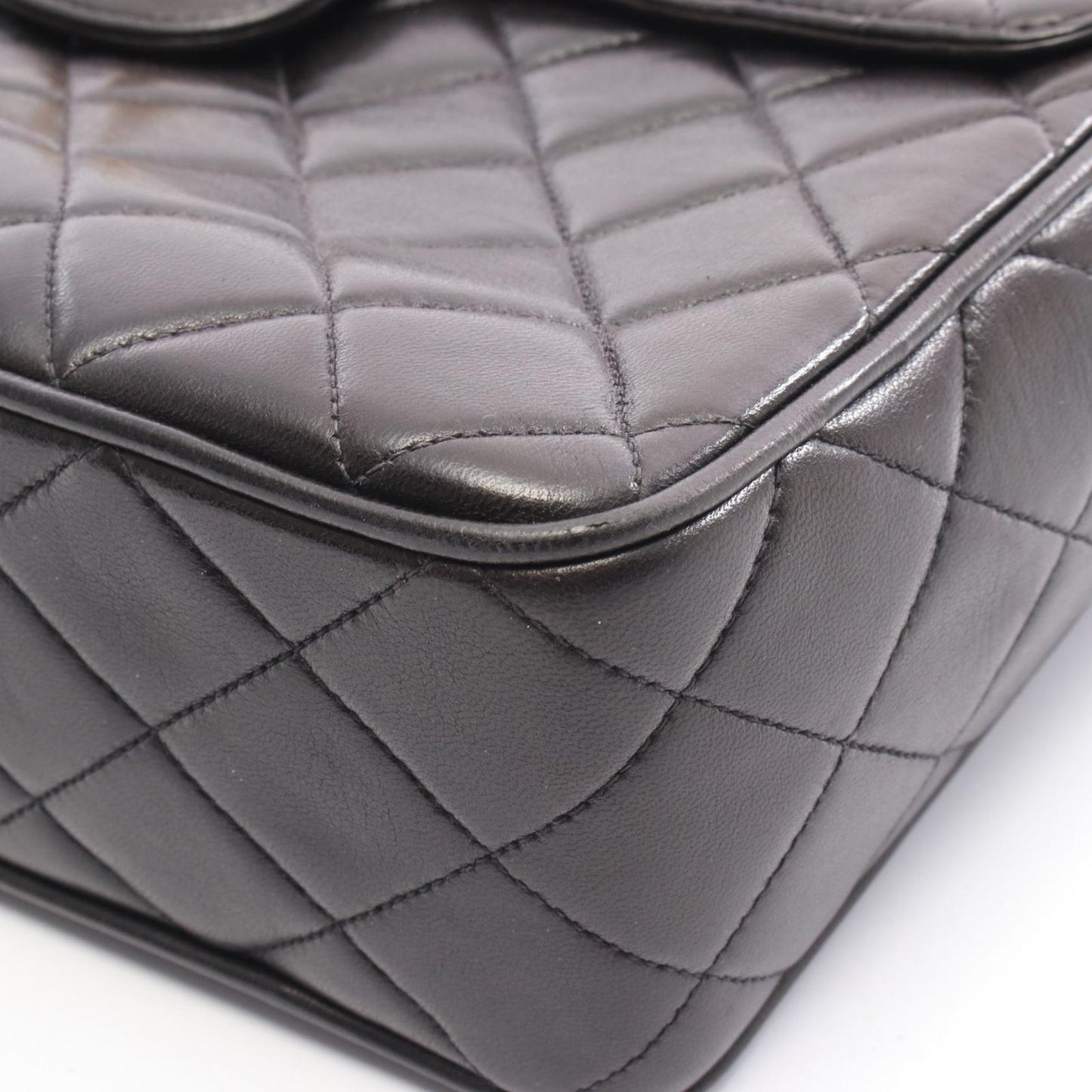 Chanel Shoulder Bag Black Lambskin Quilted Fringe Chain — view 9