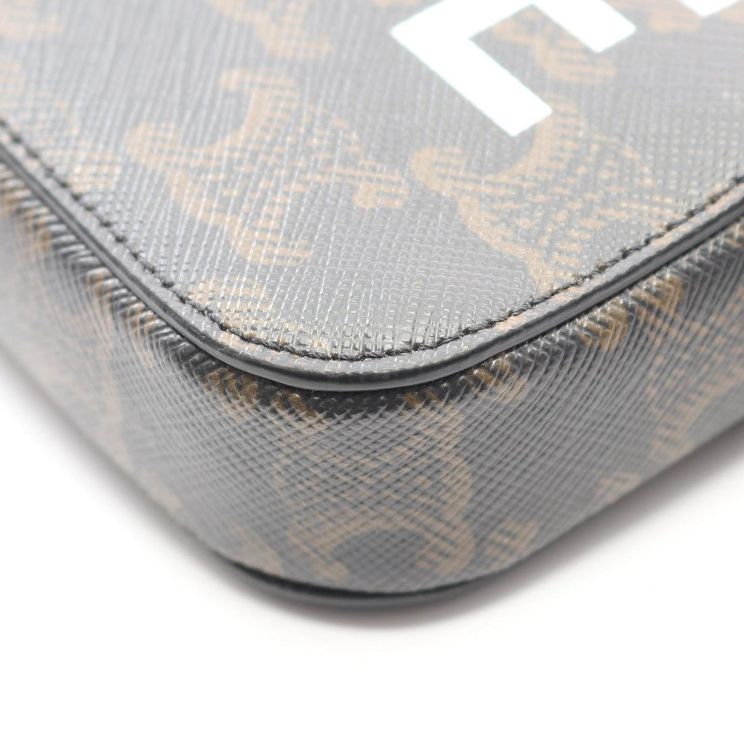Celine Shoulder Bag Triomphe Horizontal Pouch Black Brown Canvas Leather — view 5