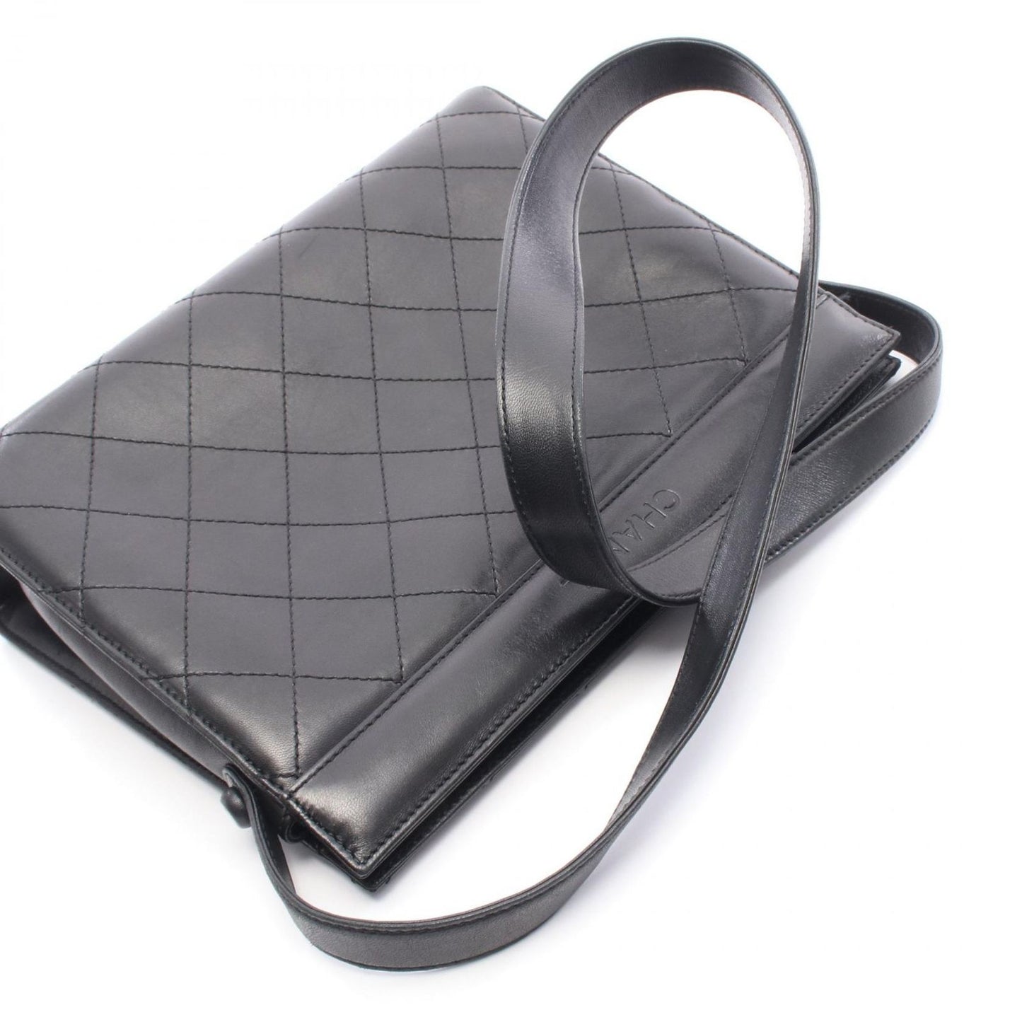Chanel Shoulder Bag Quilted Black Leather — view 9