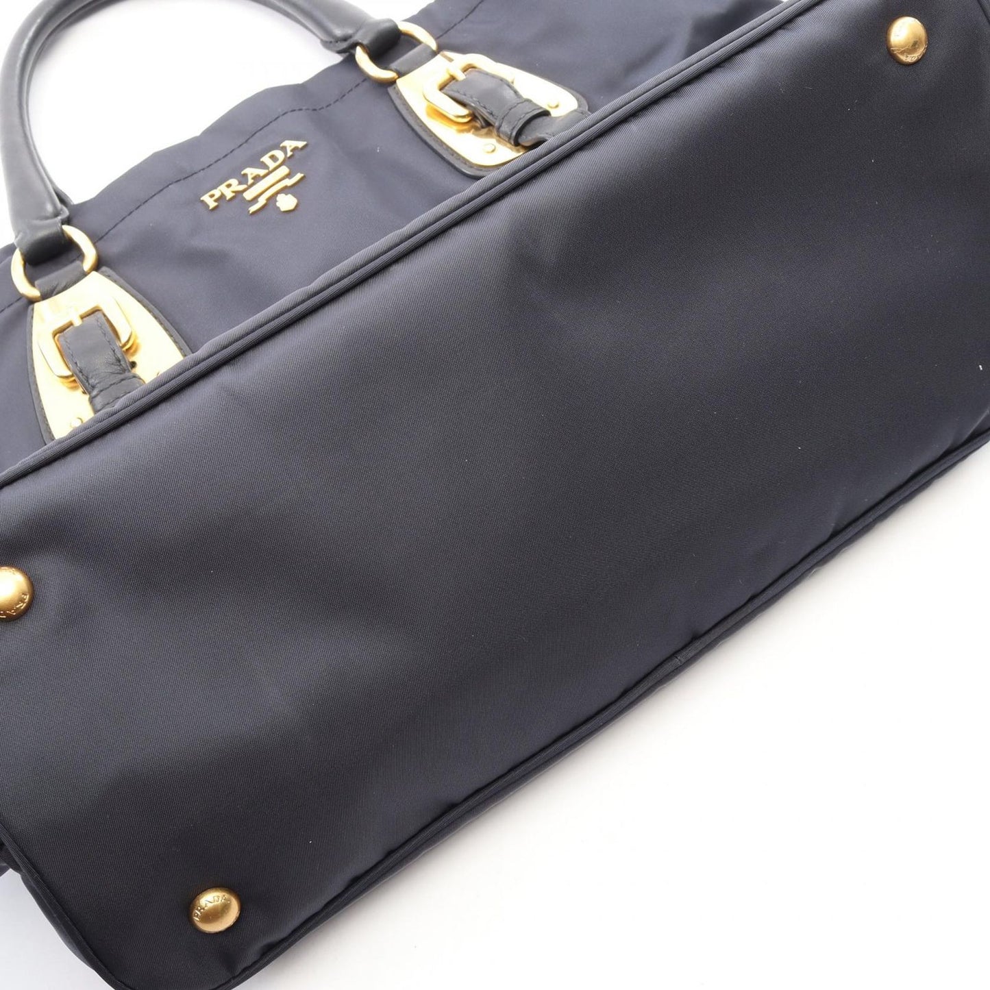 Prada Tote Tessuto Soft Calf 2-Way Navy Nylon Leather — view 9