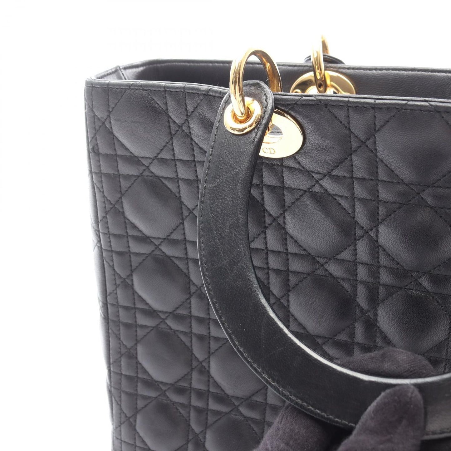 Dior Handbag Radio the Cannage Black Leather Hand — view 9