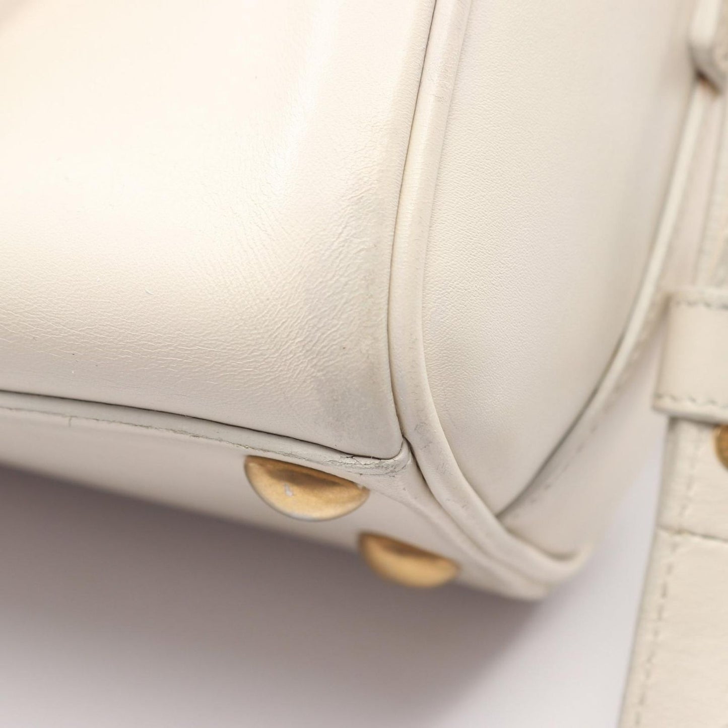 Saint Laurent Paris Handbag Baby Duffle 2-Way White Leather Shoulder — view 9