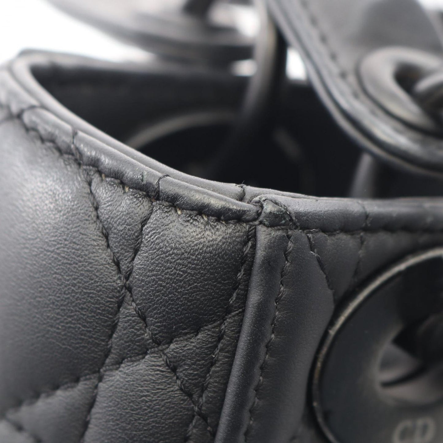 Dior Handbag Lady Dior Mini Cannage 2-Way Ultra Matte Black Leather Lady Dior — view 9