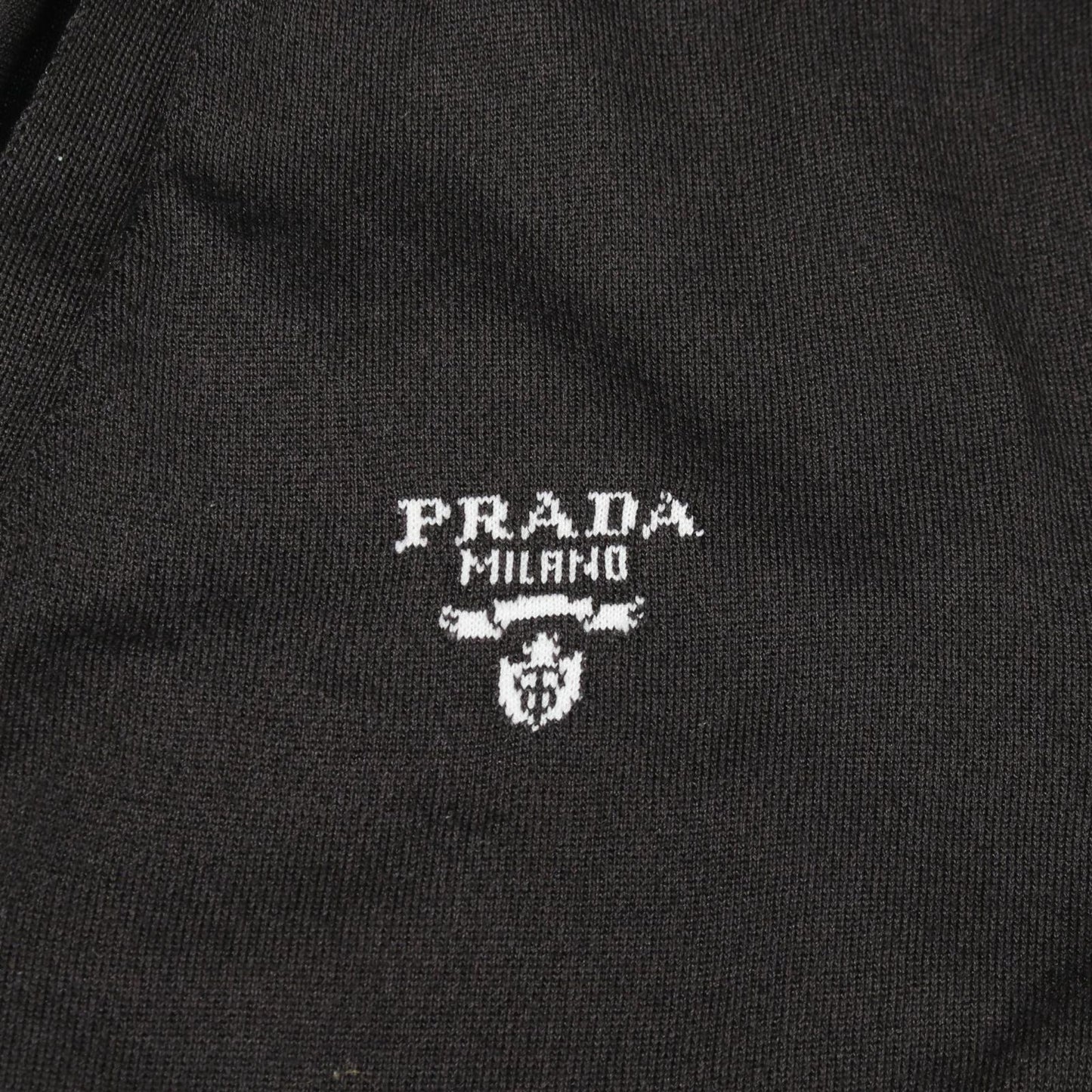Prada Cardigan Logo Neck Black Silk Cotton — view 8