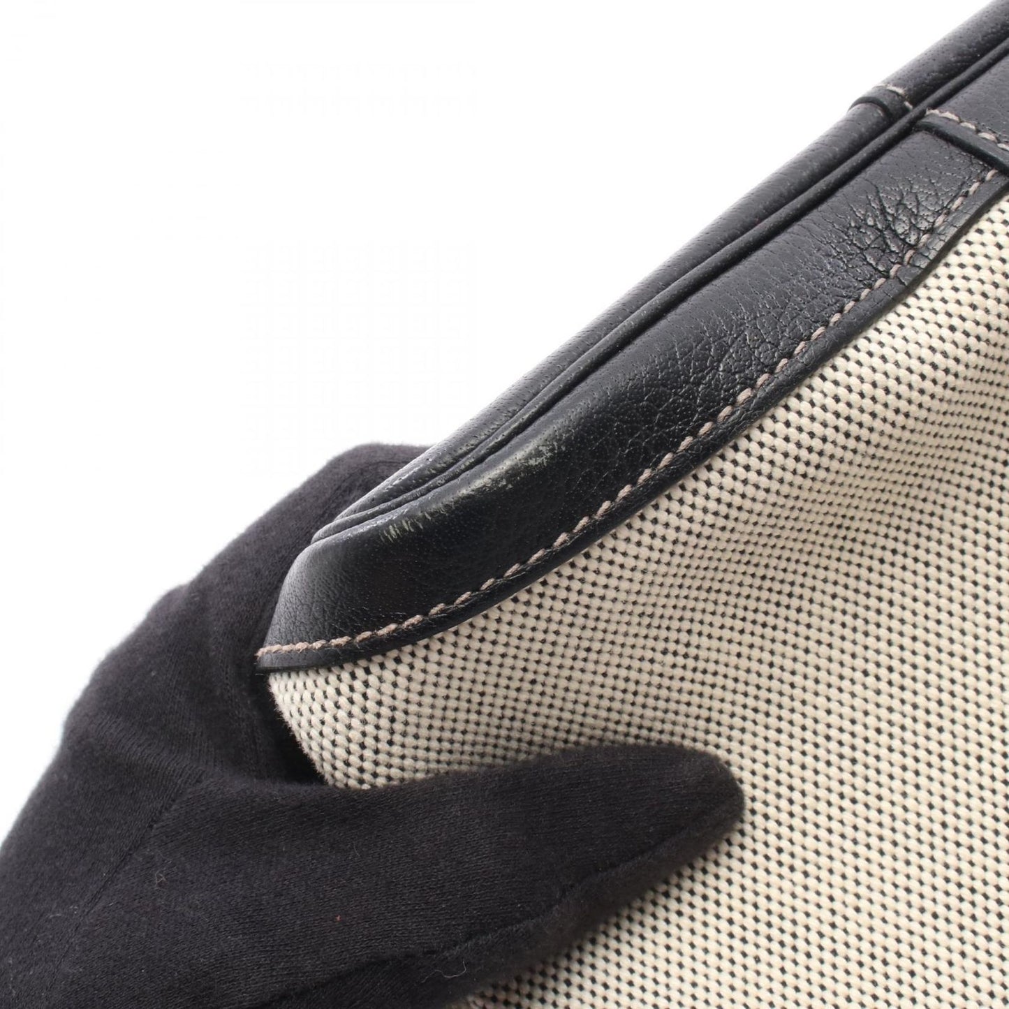 Hermes Tote Garden Party PM Optical Ecru Black Leather Canvas — view 9
