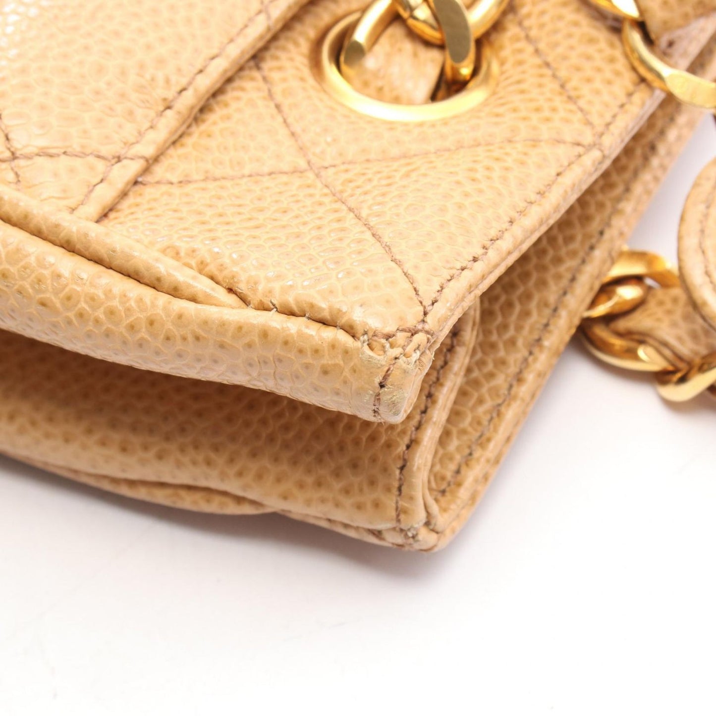 Chanel Tote Quilted Beige Caviar Leather — view 9