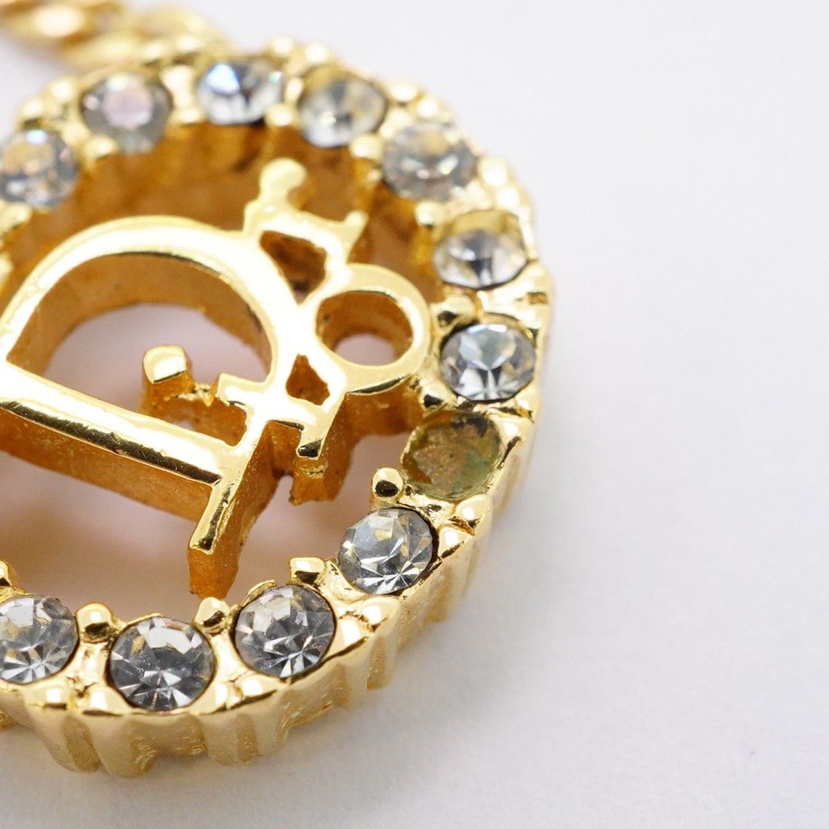Dior Necklace Logo Gold Plated Rhinestone — view 7