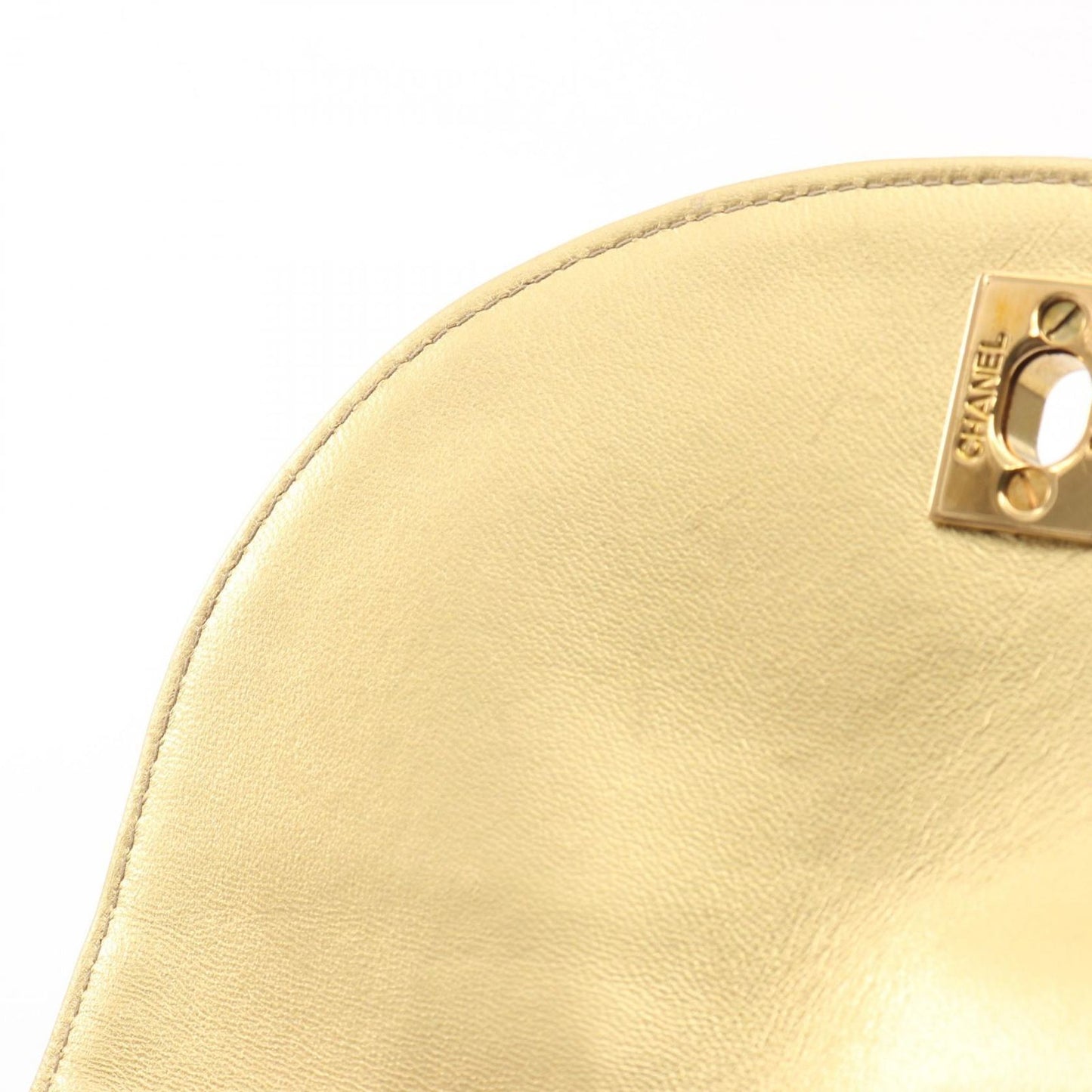 Chanel Backpack Quilted Metallic Gold Leather Double Turnlock Chain — view 9