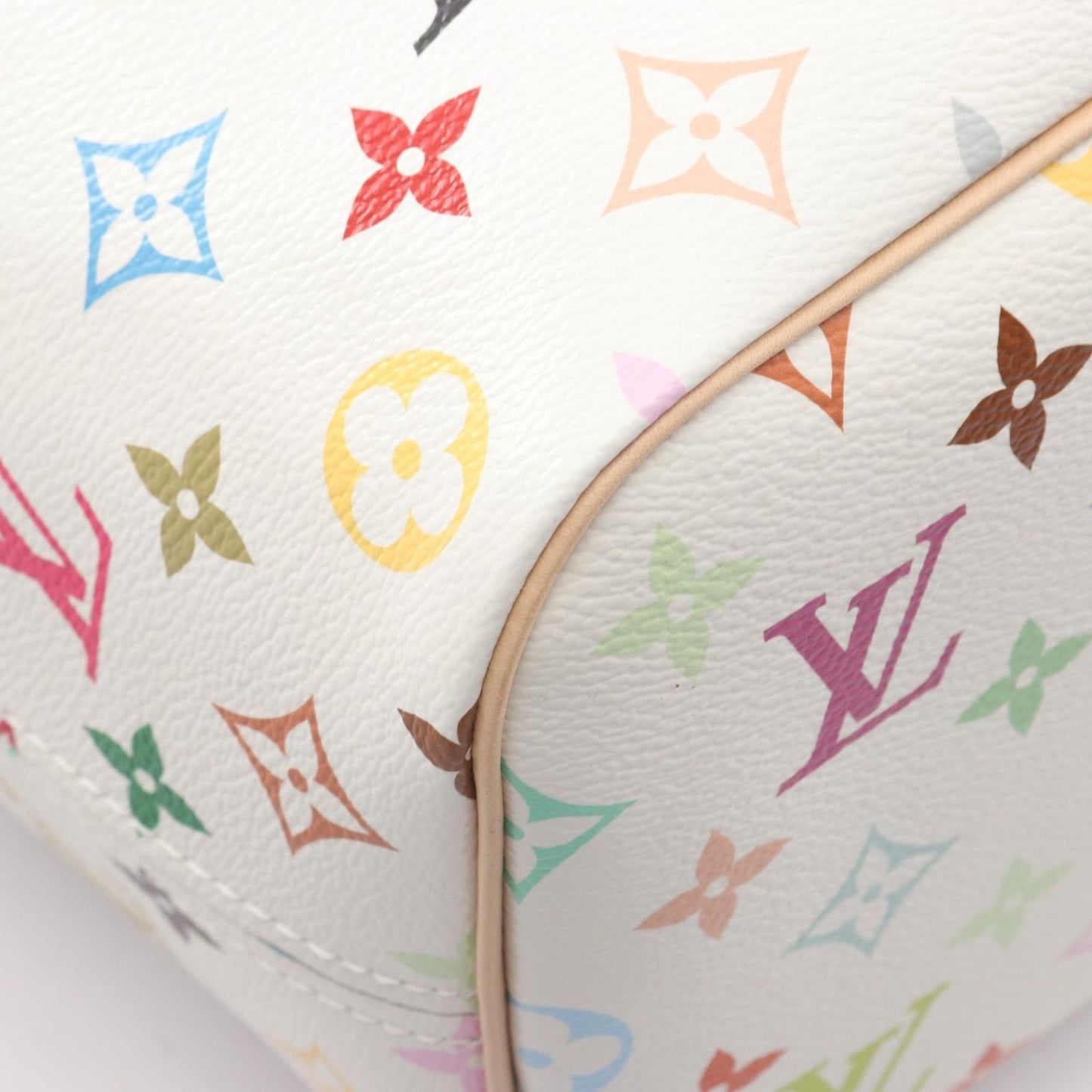 Louis Vuitton Tote LV TM Neverfull MM Monogram Multicolor Blanc Canvas Leather — view 5