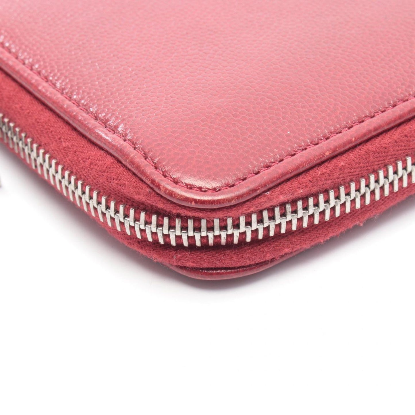Chanel Round Wallet Red Leather Calf CC Logo — view 9