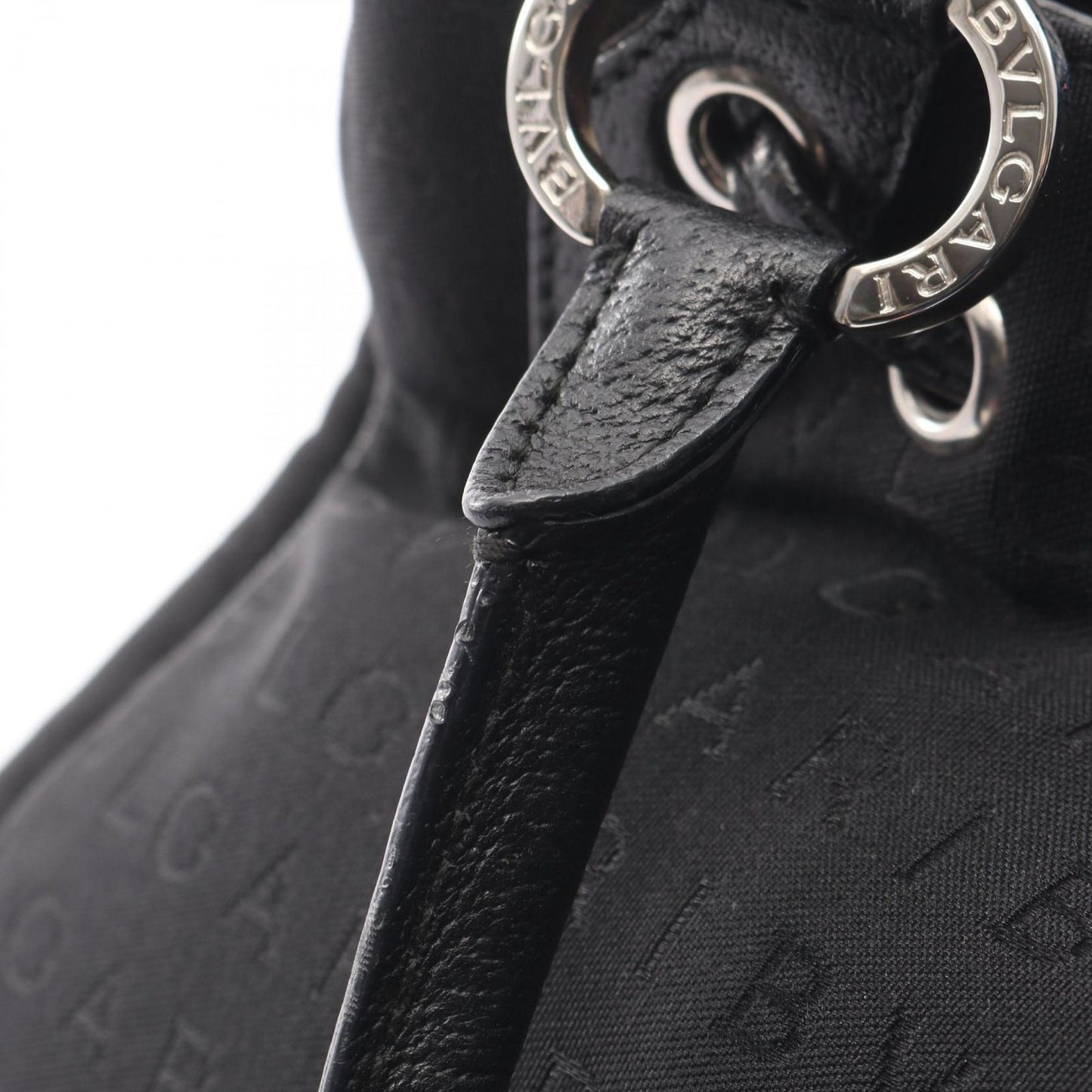 Bvlgari Handbag Logo Mania Black Canvas Leather — view 8