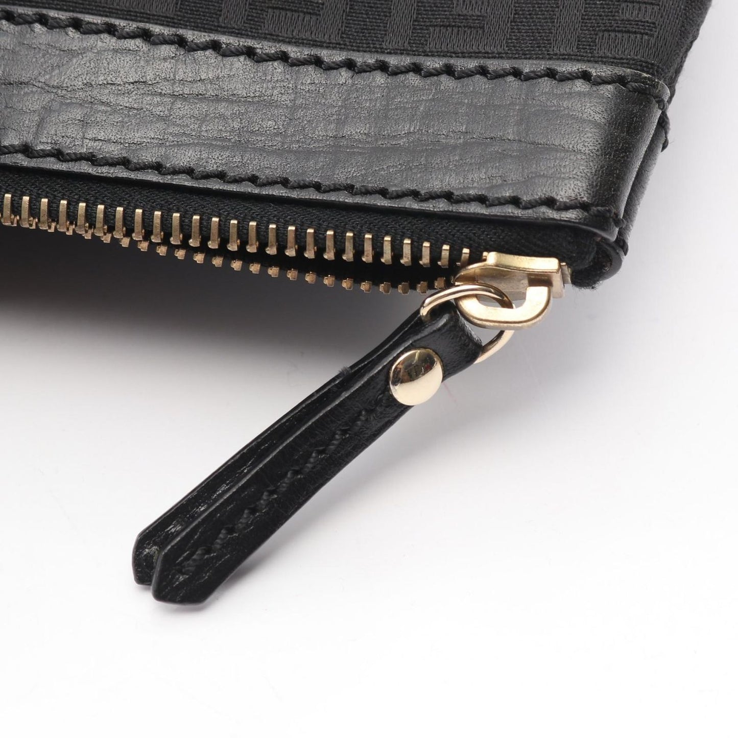 Fendi Tote Zucchino Black Canvas Leather — view 9