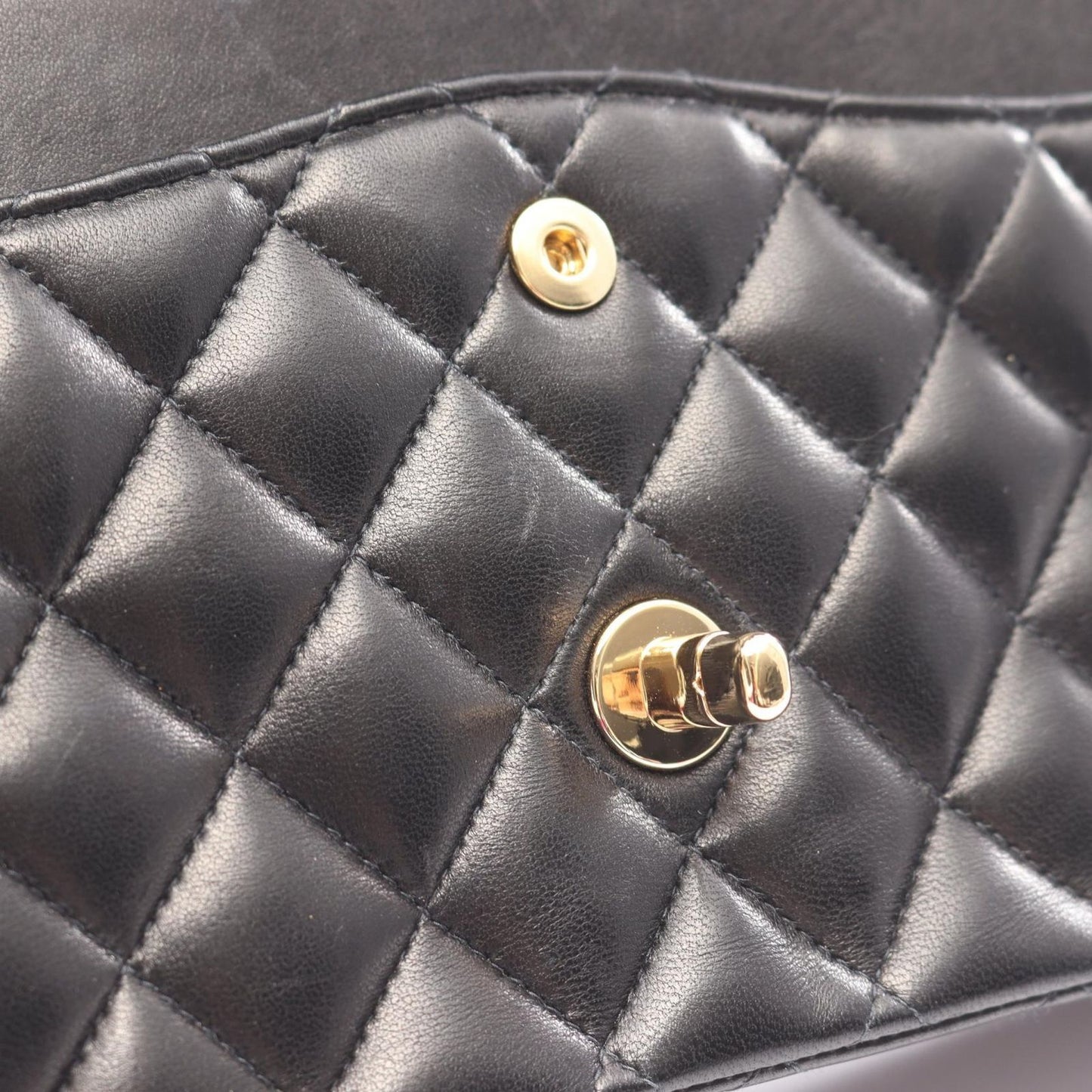 Chanel Shoulder Bag Quilted Double Flap Black Lambskin Chain — view 9